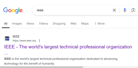 Google search for IEEE