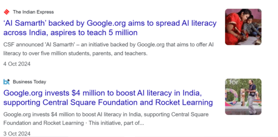 Google Latest News - Improve AI literacy in India