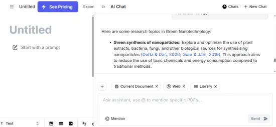 AI chat assistant in Jenni AI