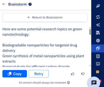 Brainstorm feature of paperpal